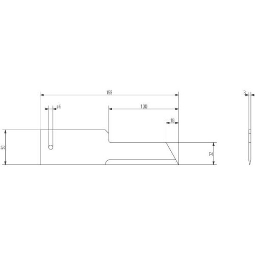 Nóż szarpacza, 198 x 50 x 3, Ø 6, stały, gładki (1).jpg
