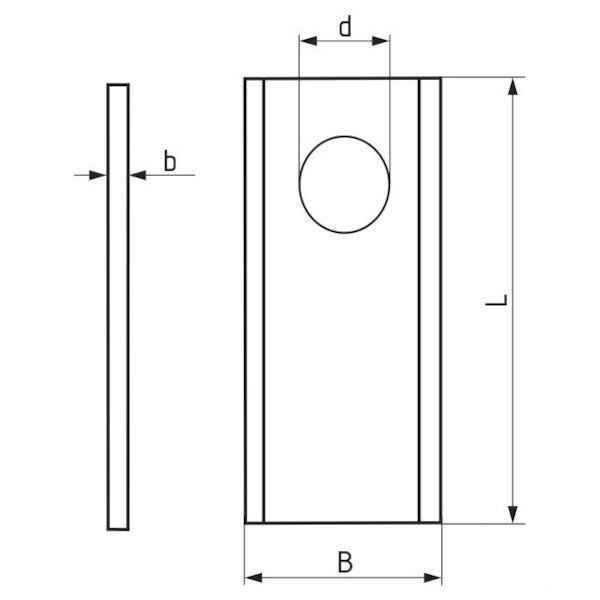 Nożyk kosiarki, 96 x 48 x 3, Ø 19, prosty, Steel Power (1).jpg